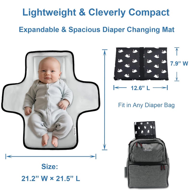 outtip Cute Swan Portable Diaper Changing Mat,Waterproof Foldable Travel Changing Pad,On-The-Go Wipeable Reusable Changing Pad – Waterproof & Compact,for Diaper Bags,Travel,Car Backseat Changes,Strollers - Image 3
